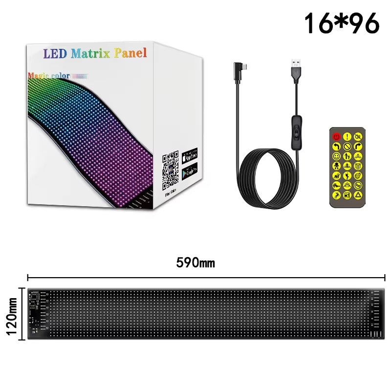 Transform Your Space with Our Customizable RGB LED Car Sign - Bluetooth Controlled Animated Display Panel for Endless Creativity!
