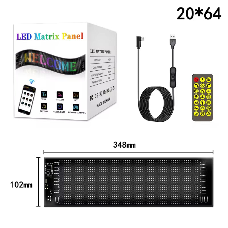Transform Your Space with Our Customizable RGB LED Car Sign - Bluetooth Controlled Animated Display Panel for Endless Creativity!