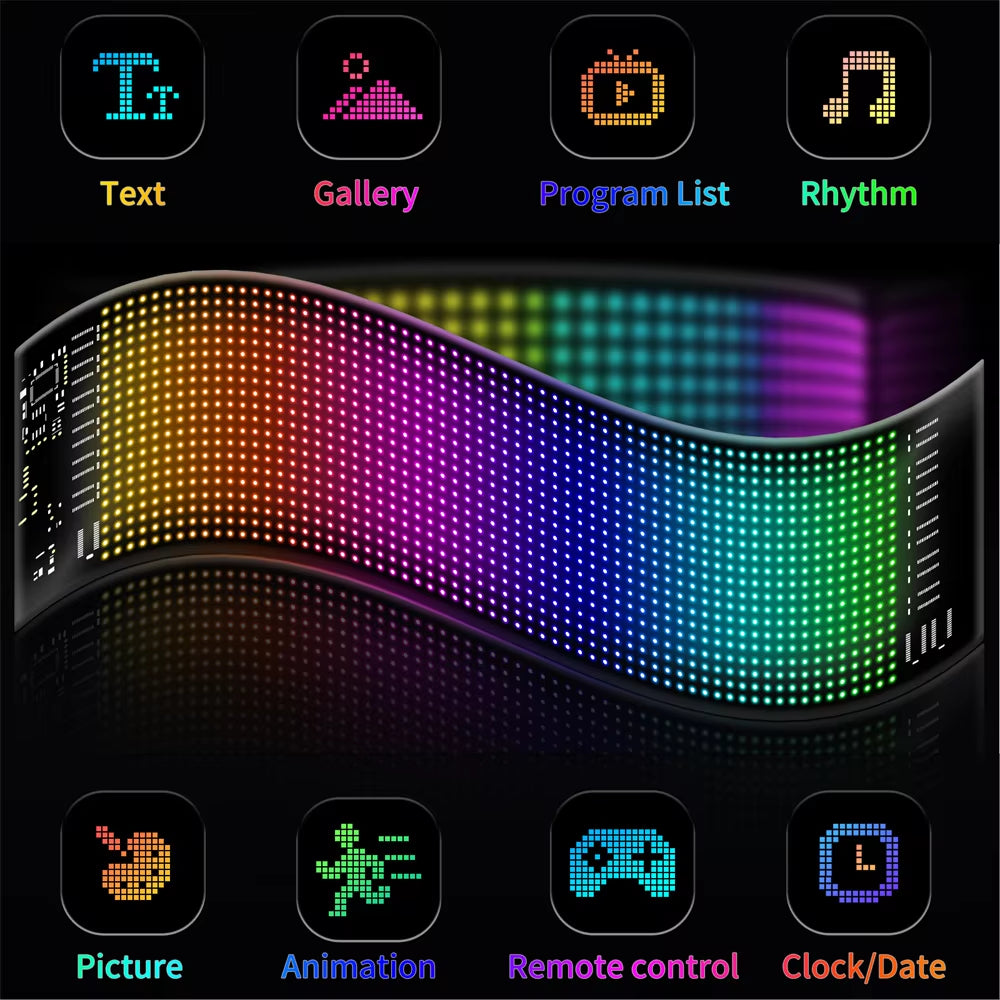 Transform Your Space with Our Customizable RGB LED Car Sign - Bluetooth Controlled Animated Display Panel for Endless Creativity!