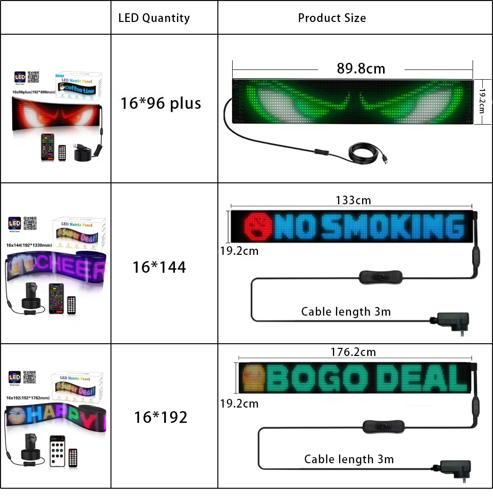 Transform Your Space with Our Customizable RGB LED Car Sign - Bluetooth Controlled Animated Display Panel for Endless Creativity!