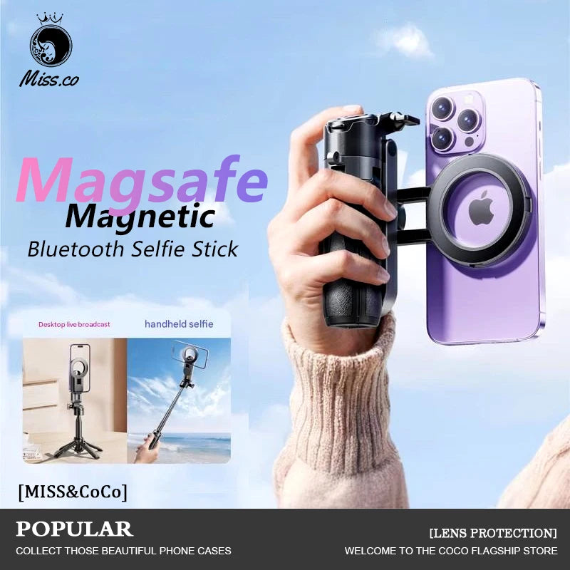 Capture Every Moment with Our Versatile 4-In-1 Selfie Stick Featuring Wireless Remote Control | Magnetic Cell Phone Clip and 360° Rotation